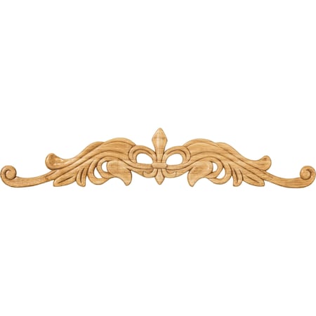 Hardware Resources 20" Wx5/16"Dx4-3/16"H Pressed Rubberwood Fleur-de-lis Onlay PONL-08-20RW